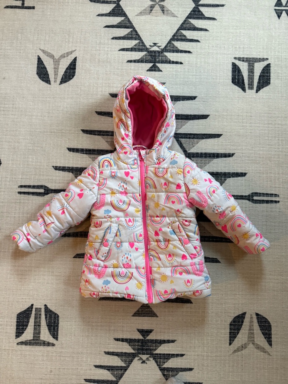 Wippette Rainbow & Heart Fleece-Lined Puffer Jacket - 4T (Toddler)